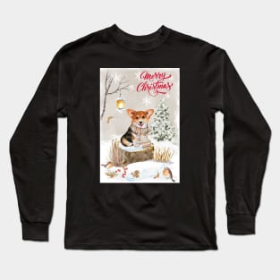 Corgi Puppy Merry Christmas Santa Dog Long Sleeve T-Shirt